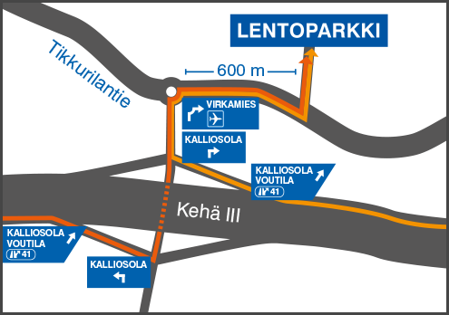 Lentoparkki - ajo-ohjeet